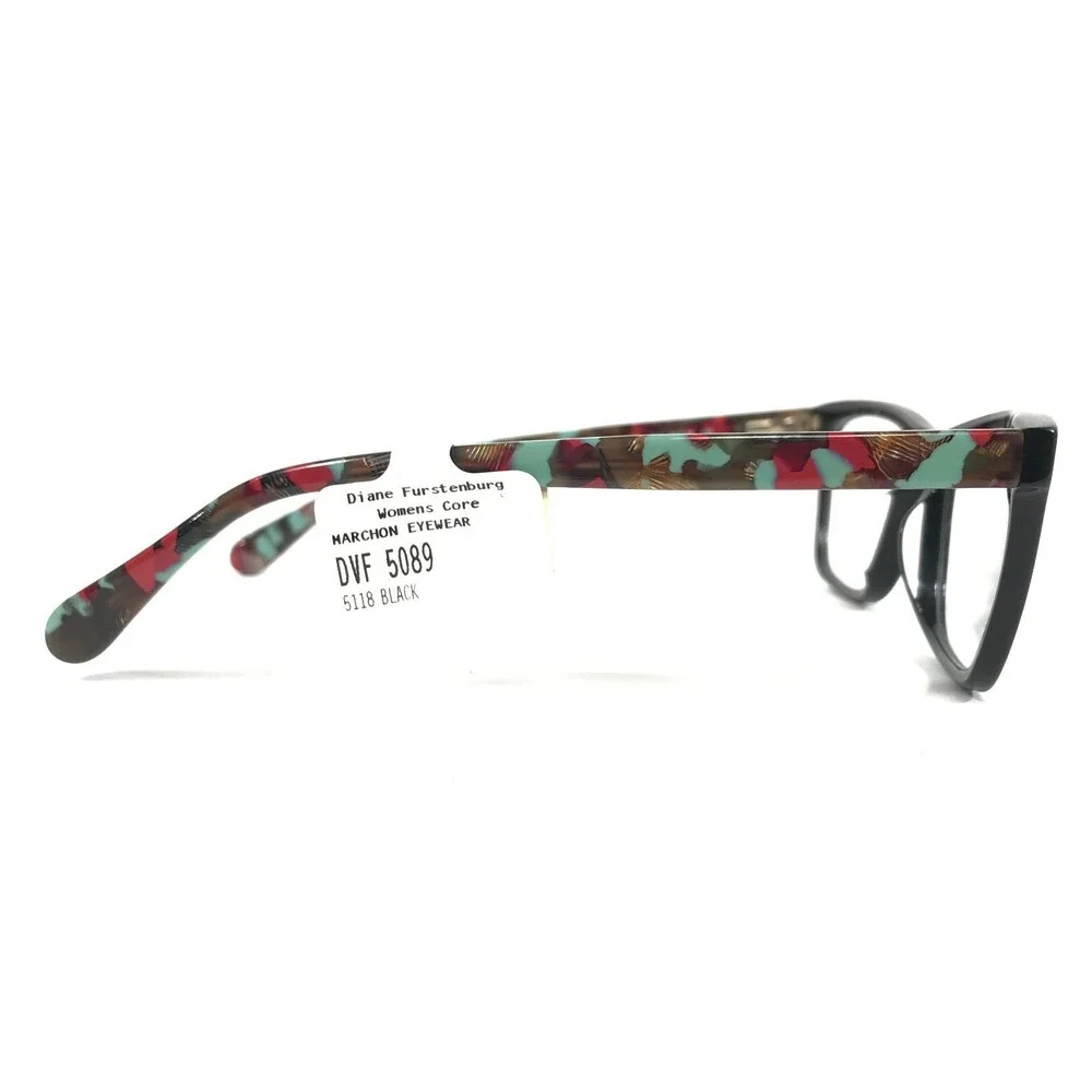 Diane von Furstenberg Eyeglasses Frames DVF5089 001 Black Red Green 51-18-135